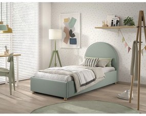 Zelená čalúnená jednolôžková posteľ s úložným priestorom s roštom 90x200 cm Moon – Vipack