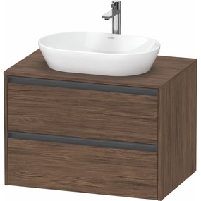 DURAVIT Ketho 2 závesná skrinka pod umývadlo na dosku, 2 zásuvky, 800 x 550 x 568 mm, orech tmavý, K24895021210000