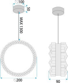 Toolight Toolight, závesné LED osvetlenie 20cm, 14W, 3000K, LHJ098-CP, zlatá, OSW-60043