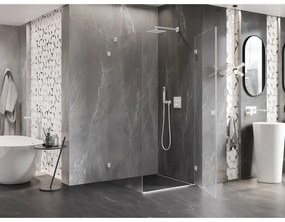 Mexen Lunar-B, pravostranný výklopný sprchový kút 70 x 70 cm, 8mm číre sklo, biely profil, 832-070-070-20-00-P