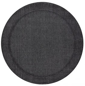 Šnúrkový koberec SIZAL TIMO 5979 outdoor čierny kruh