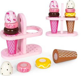 Drevené zmrzliny na suchý zips 9 ks s držiakom ECOTOYS