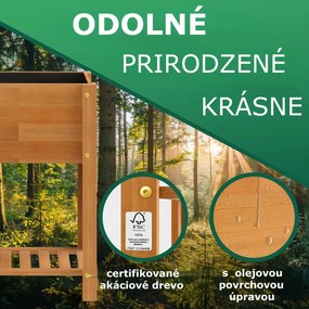 Vyvýšený záhon BOTANICA z akáciového dreva, 68x30x75cm, prírodná hnedá Casaria