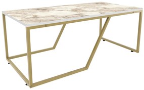 Dizajnový konferenčný stolík Waiola 120 cm biely mramor / zlatý