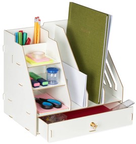 DIY stolový organizér so zásuvkou RD42744, biely (MDF)