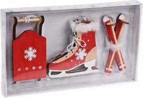 Set zimných ozdôb – červený set 9 cm