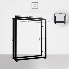 Stojan na drevo Keri V2 25x100x125, čierna