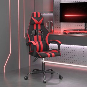 Otočná herná stolička čierna a červená umelá koža 349520