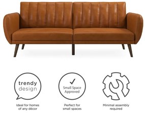 Oranžová rozkladacia pohovka z imitácie kože 207 cm Brittany - Novogratz