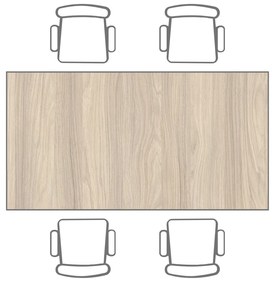 Jedálenský stôl TRIVIA, sivá podnož, 1600 x 800 mm, dub prírodný
