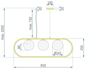 Toolight - Moderná stropná lampa 3xE27 60W APP915-3CP, zlatá, OSW-03205