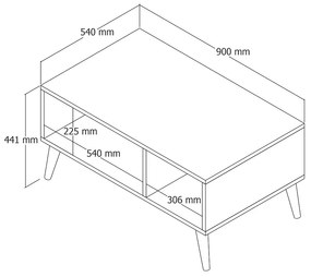 Dizajnový konferenčný stolík Sarika 90 cm dub biely