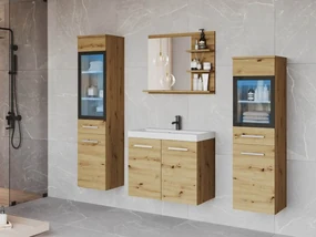 Kúpeľňový nábytok Apogon I, Farby: dub artisan, Sifón: so sifónom, Osvetlenie: osvetlenie LED RGB - farebné, Umývadlová batéria: Maro Blo 020M