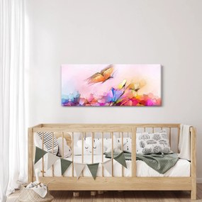 Obraz - Motýľ nad kvetinou, abstrakcia (120x50 cm)