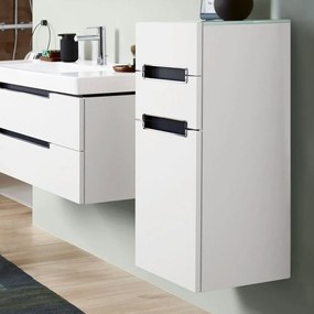 VILLEROY &amp; BOCH Subway 2.0 závesná bočná skrinka nízka, 1 dvierka + 2 šuplíky, pánty vpravo, 356 x 370 x 857 mm, White Matt, A7131SMS