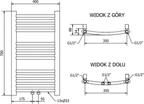 Mexen Ares, vykurovacie teleso 700x400 mm, 189 W, zlatá lesklá, W102-0700-400-00-50
