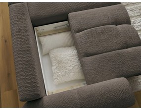 Hnedá rozkladacia/s úložným priestorom rohová pohovka z textílie buklé (pravý roh/s leňoškou) Roxelane – Bobochic Paris