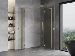 Mexen Mist-H L Duo, 2-krídlový sprchový kút 110 x 115 cm, číre sklo, zlatý matný profil, 8A5L-110L-115P-55-00