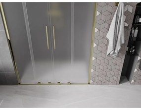 Mexen Velar Duo, posuvné sprchové dvere do otvoru 150 cm, 8mm sklo námraza, zlatá lesklá, 871-150-000-32-50
