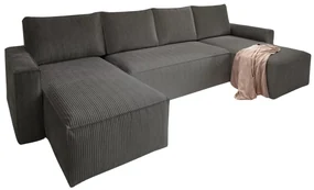 Tmavá sivá sedacia súprava do U SMART COSARO 295x140 cm