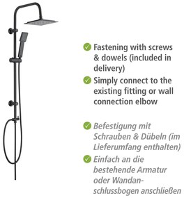 Matne čierny sprchový set z nerezovej ocele 101 cm Cuadro - Wenko