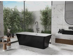 Mexen Tonia, voľne stojaca vaňa 170 x 75 cm, biela-čierna, brúsený grafit prepad, 52171707575-95