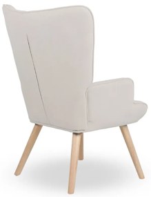 Kreslo ušiak LUGO — masív, látka, prírodná / krémová
