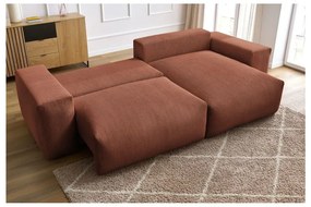 Terakotová menčestrová rozkladacia/s úložným priestorom rohová pohovka Voltaire – Bobochic Paris