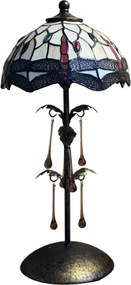 Lampa Tiffany VÁŽKA JANTAR Murano Drops Iron Base 56*25