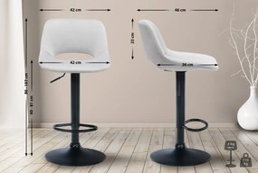 2x Barová stolička Camden - zamat, čierny rám - Svetlo sivá