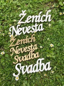 Drevený nápis Ženích/ Nevesta/ Svadba 2 - 10 cm - od 1 do 9 ks, Farba na mieru