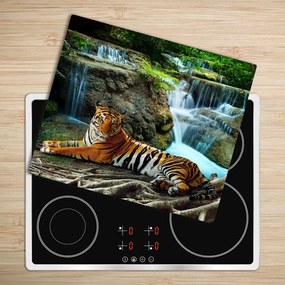 Sklenená doska na krájanie Tiger vodopád 60x52 cm