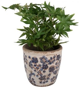 Keramický obal na kvetináč s modrými kvetmi Blusia L - Ø 17*16cm