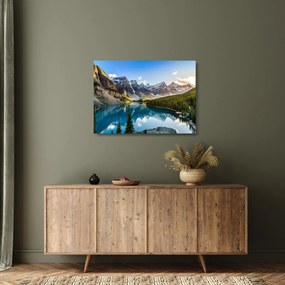 Sklenený obraz - Kanada, Národný park Banff, Moraine Lake (70x50 cm)