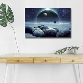 Obraz s LED osvetlením MESAČNÁ KRAJINA 45 x 70 cm