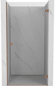 Mexen Lunar-B, výklopné pravé sprchové dvere 95 cm, 8mm číre sklo, medený matný profil, 832-095-000-65-00-P