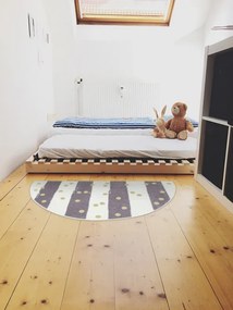 Koberec LIMA M044A krémový / fialový / zlatý polkruh