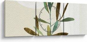 Obraz - Akvarelová vetvička N⁰2 (s hodinami) (90x30 cm)