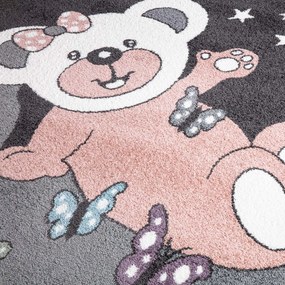Dekorstudio Okrúhly sivý detský koberec ANIME - medvedík 916 Priemer koberca: 160cm