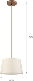 Závesný luster AIDA na lanku 1xE27/15W/230V pr. 25 cm dub/krémová