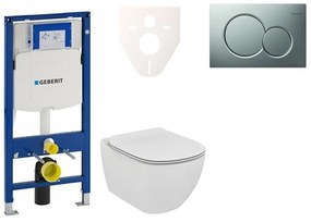 Cenovo zvýhodnený závesný WC set Geberit do ľahkých stien / predstenová montáž + WC Ideal Standard Tesi 111.300.00.5NF3