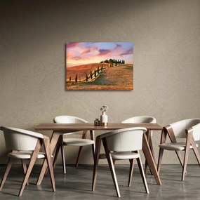 Obraz - Dom na kopci, Toskánsko, Taliansko (70x50 cm)