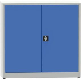 Dielenská policová skriňa na náradie KOVONA JUMBO, 2 police, zváraná, 1150 x 1200 x 600 mm, sivá / modrá