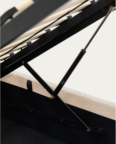 Béžová čalúnená dvojlôžková posteľ s úložným priestorom s roštom 180x200 cm Nahiri – Kave Home