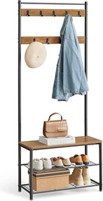 VASAGLE HSR041B41 Vešiak na kabáty s botníkom a sedadlom