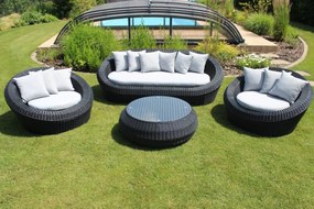 Čierne záhradné ratanové sedenie so stolíkom 4-set