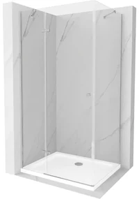 Mexen Roma, sprchovací kút 90 (dvere) x 80 (stena) cm, 6mm číre sklo, chrómový profil + slim sprchová vanička 5cm, 854-090-080-01-00-4010