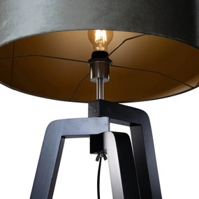 Stojacia lampa čierna s tienidlom zo zeleného zamatu 50 cm - Puros