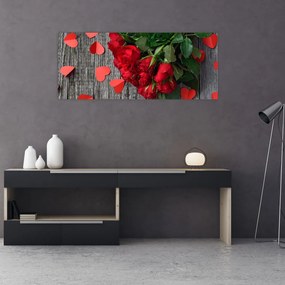 Obraz - kytica ruží (120x50 cm)