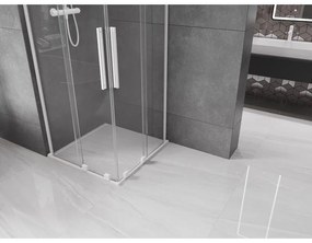 Mexen Velar L Duo, sprchový kút s posuvnými dverami 80 x 80 cm, 8mm číre sklo, biela matná, 871-080-080-02-03-20